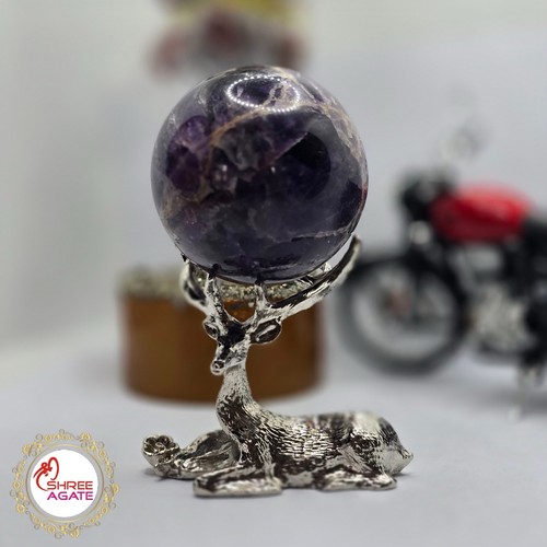 Amethyst sphere with deer - amethyst,