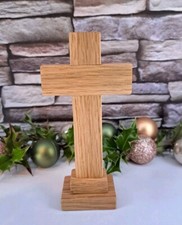 Cross. oak. self standing. Memorial. Church Altar . Desktop. Small. Christmas.