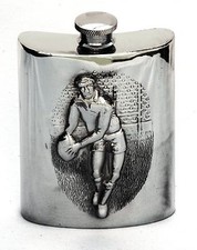Rugby Player Pewter Hip Flask