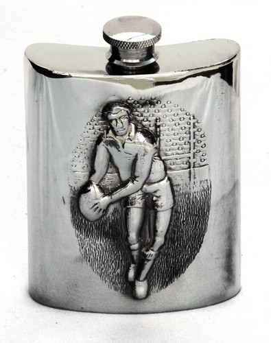 Rugby player pewter hip flask - player,