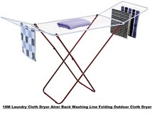 18M Laundry Cloth Dryer Airer Rack Washing Line Folding Outdoor Cloth Dryer