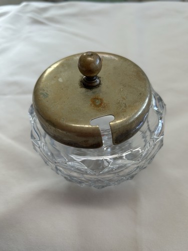 Sugar bowl glass with metal - sugar,