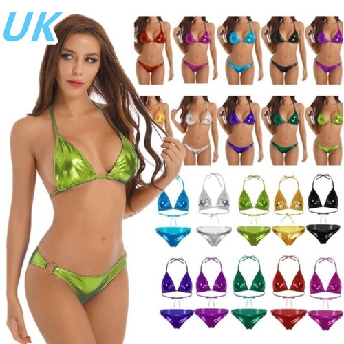Women shiny metallic bikini - shiny,