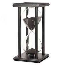 Elegant Black Wood Framed Sand Timer Decorative Hourglass (1hr) for Office, Home