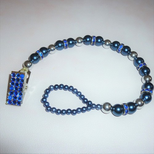 Blue pearl silver - silver, diamante