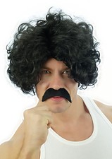 Mens Cosplay 118 118 design Wig + Moustache Hair Curly Afro wig Fancy Dress