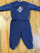 Vintage Tad Little 2 Piece Blue Sweatsuit Size 24 Month Bear All Star Basketball