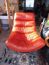Red full grain leather swivel
