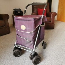 Deluxe Sholley Shopping Trolley Mulberry Walking Aid Folding 6 wheeled foldable