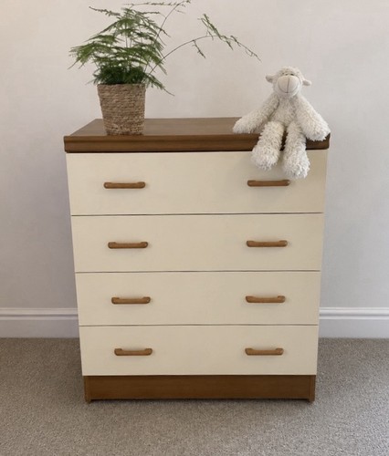 Vintage teak cream drawers - teak,