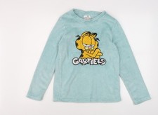 Garfield Women's Blue Graphic Fleece Pyjama Top Size 6-8