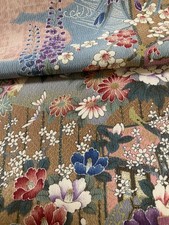 @@scraps, Japanese kimono silk fabric/ sand beige, ash blue F15