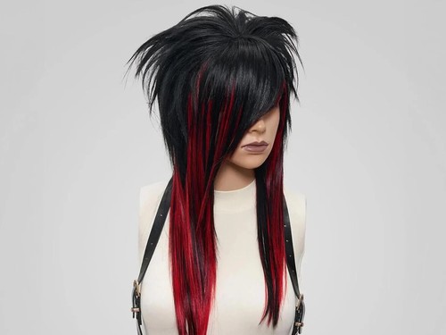Emo scene wig black - scene, &