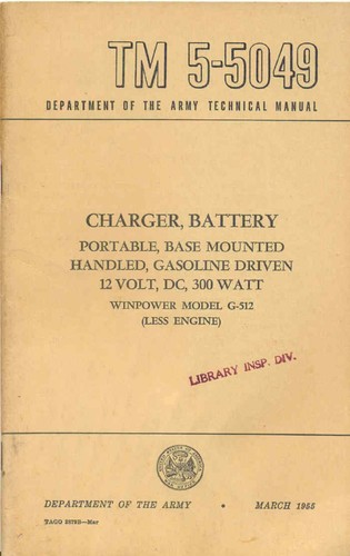 Tm5 5049 battery charger - tm5-5049,