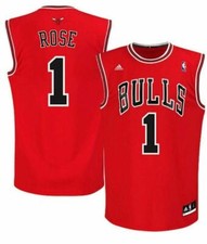 #1 Derrick Rose NBA RED Jersey Chicago Bulls Authentic Vintage Swingman