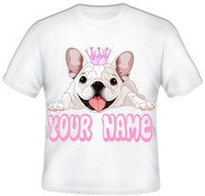 GIRLS BOYS Top Sublimation Personalised Cute  FRENCH BULLDOG T Shirt Great Gift 