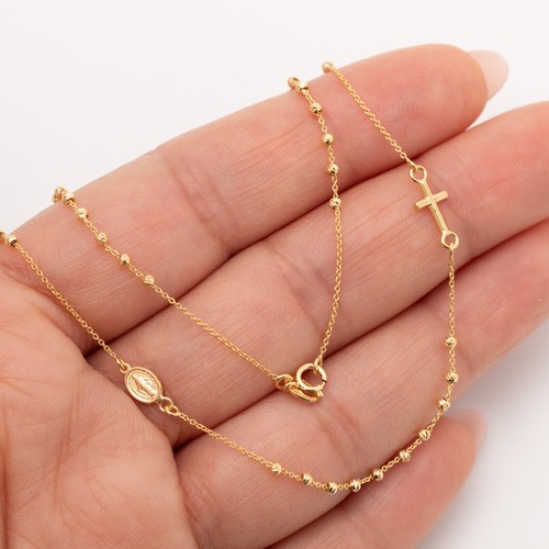 14k rosary necklace - necklace, yellow