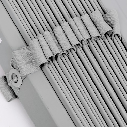 Grey faux wood taped venetian - wood,