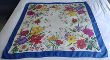 GUCCI Vintage Large Twill Silk Scarf - Floral - Blue/Multicoloured - 85 x 85 cm