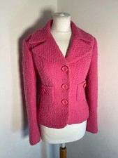 Hobbs boucle tweed jacket UK 12 14 Marilyn Anselm pink retro blazer vintage