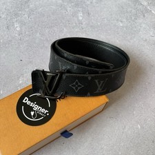Louis Vuitton Black Monogram Leather Belt Size 85 Silver Buckle