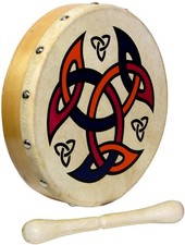 Glenluce MINI BODHRAN with tipper. 8 inch Irish drum with Celtic Shield design.