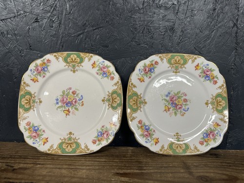 Pair windsor china plates - pair,