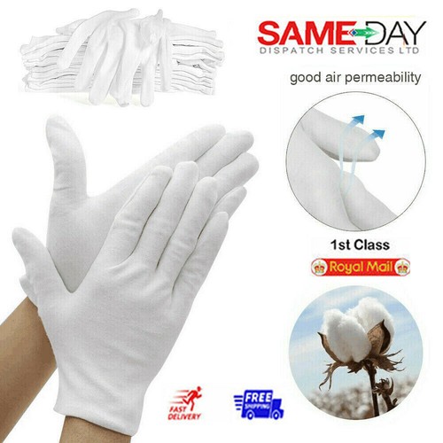 100 white cotton gloves liner - white,