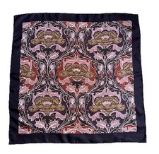 Vintage Liberty Of London Square Scarf Silk 1970s Floral Print Elegant Brown New