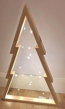 WOODEN CHRISTMAS TREE ~ HANDMADE 42cm(H) 28cm(W) with STRING LIGHTS 