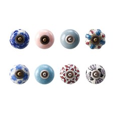 Set of 8 Vintage Door Knobs Ceramic Flower Cupboard Cabinet Drawer Pull Handles