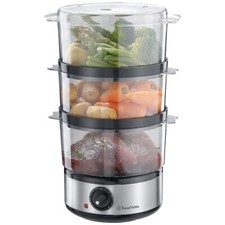 Russell Hobbs 3 Tier Food Steamer 7L 400W Stainless Steel Compact Cooker - NEW