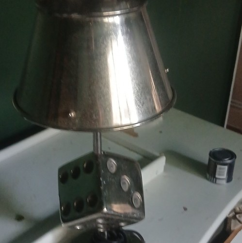Silver metal dice lamp believe - dice,