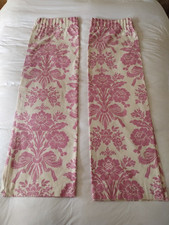 Laura Ashley Lined Tatton Pink Cream Curtains or Upcycle Material Used Good.