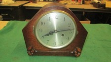 Unusual Oak Mantle Clock Art Deco Style English Made Estate Find