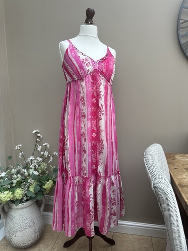 Pink white striped midi maxi - pink,