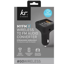 Kitsound MYFM2 Wireless to FM Audio Converter KSMYFM2 Bluetooth Converter- Black