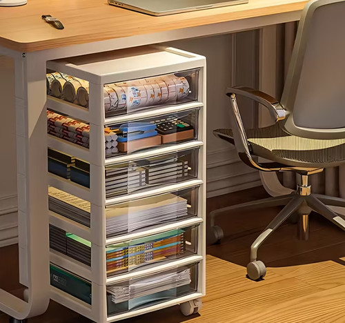 Drawer clear storage trolley - clear,