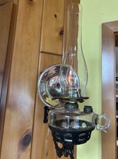 Antique Cast Iron Oil Lamp With Mercury Reflector Wall Mount Electrified