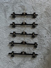 Authentic Chanel Black Velvet Pants Hangers With Gold Tone CC Logo - Set Of 5