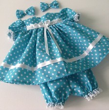 BLUE SPOTTY DRESS, 2 X CLIPS &