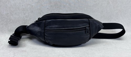 Vintage black leather fanny - vintage,