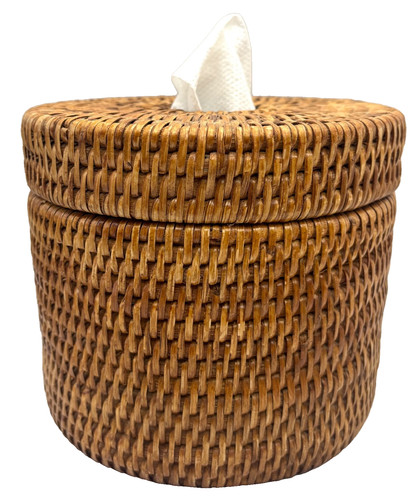 Round rattan tissue - round, box