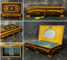Vintage Sorrento Ware Music Jewellery Sewing Box with Lock & Key Happy Wanderer