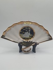 The Art Of Chokin Japan Fan Shaped Trinket Dish Plate Gilded 24k Gold