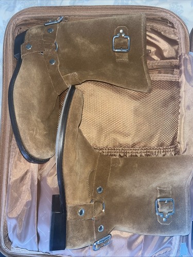 Tan suede leather cowgirl - tan,