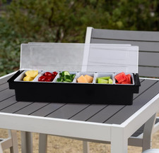Ice Cooled Condiment Container, 6 Compartments Garnish Tray with Lid for Party