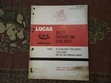 LUCAS SPARE PARTS LIST 1965 - TRIUMPH TR4 & HERALD VITESSE SPITFIRE & 2000