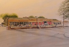 Bird & Yates Garage Cannock  Watercolour Print by Andy Crabb  #113