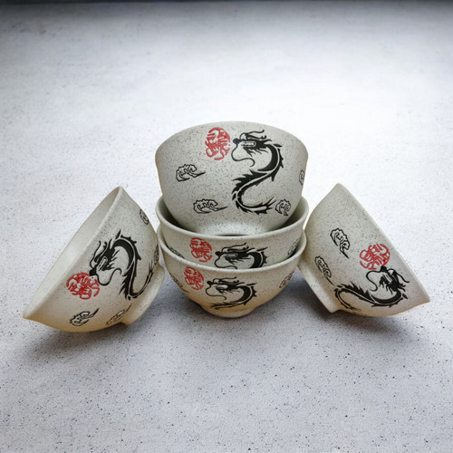 Chinese rice bowls dragon - rice,